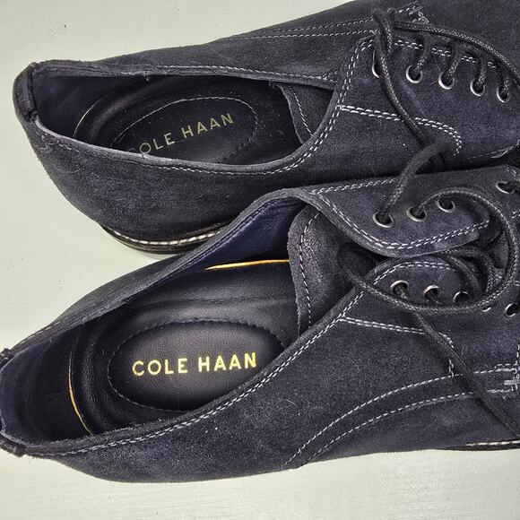 Cole Haan Frankland Grand Plain Toe Oxford Shoe Navy Nubuck Leather Size 11.5 - Picture 3 of 7